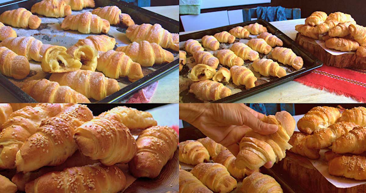 Croissante de casă – umplute cu o cremă de brânză
