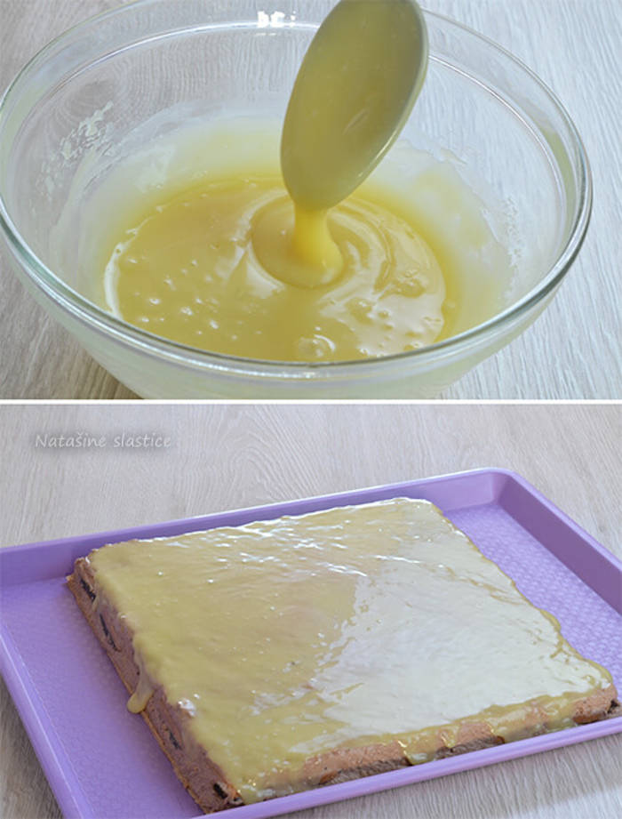 Prăjitură cu cremă și glazură de ciocolată preparare glazura