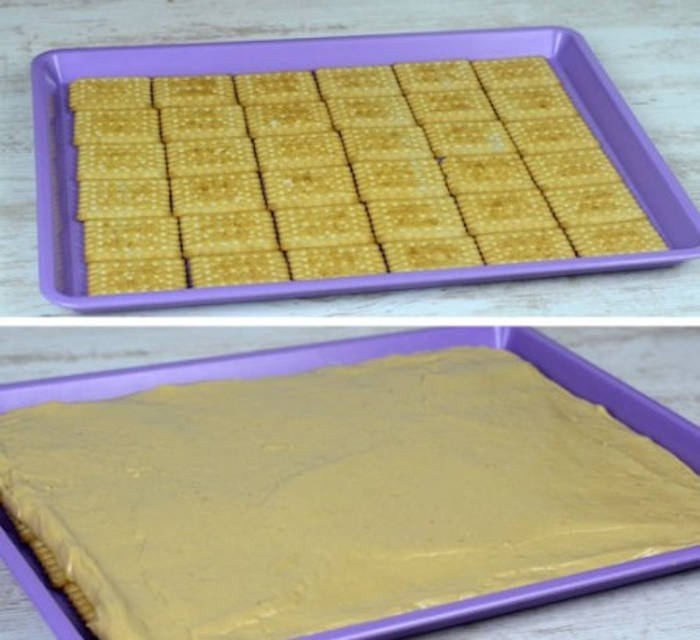 Prăjitură cu biscuiți și budincă de caramel preparare