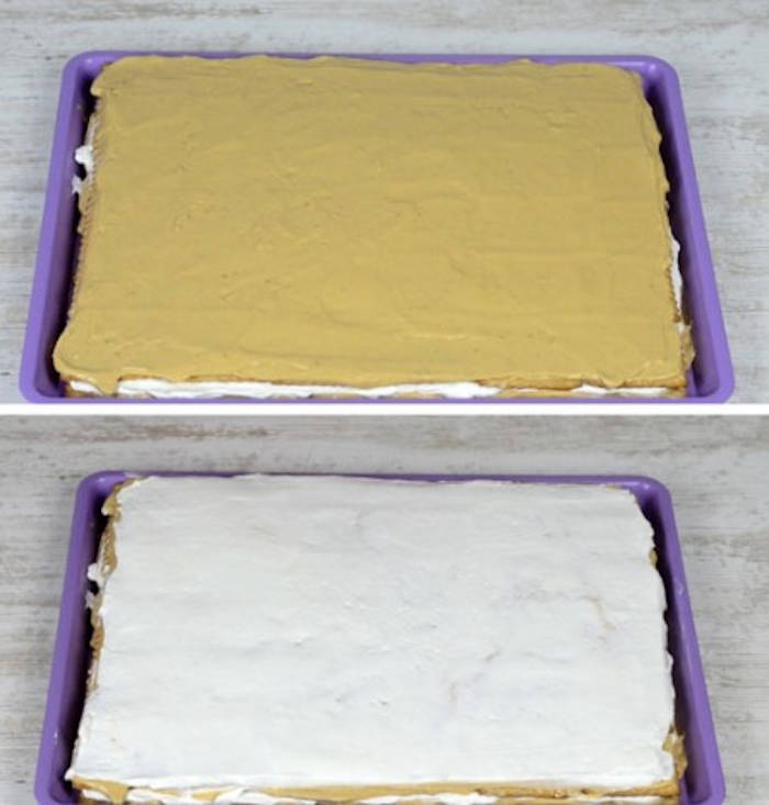 Prăjitură cu biscuiți și budincă de caramel mod preparare