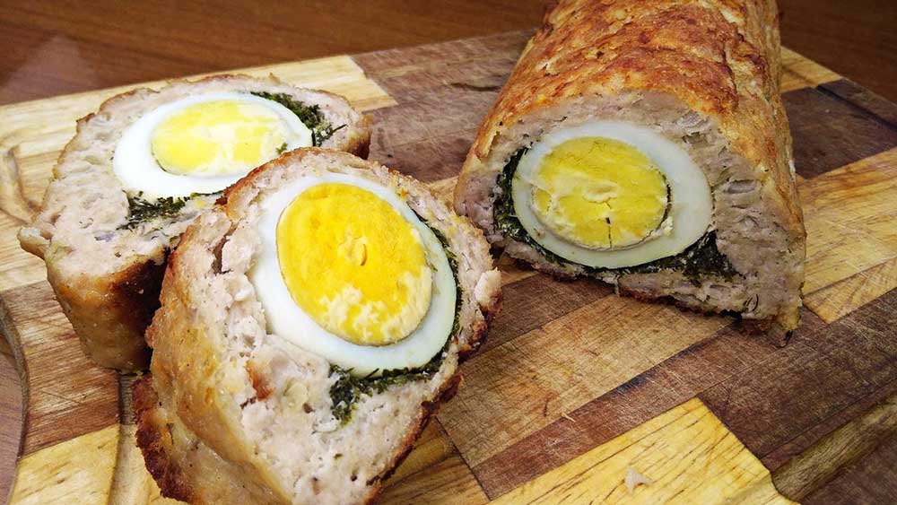 Drob din carne de porc cu legume și ouă fierte