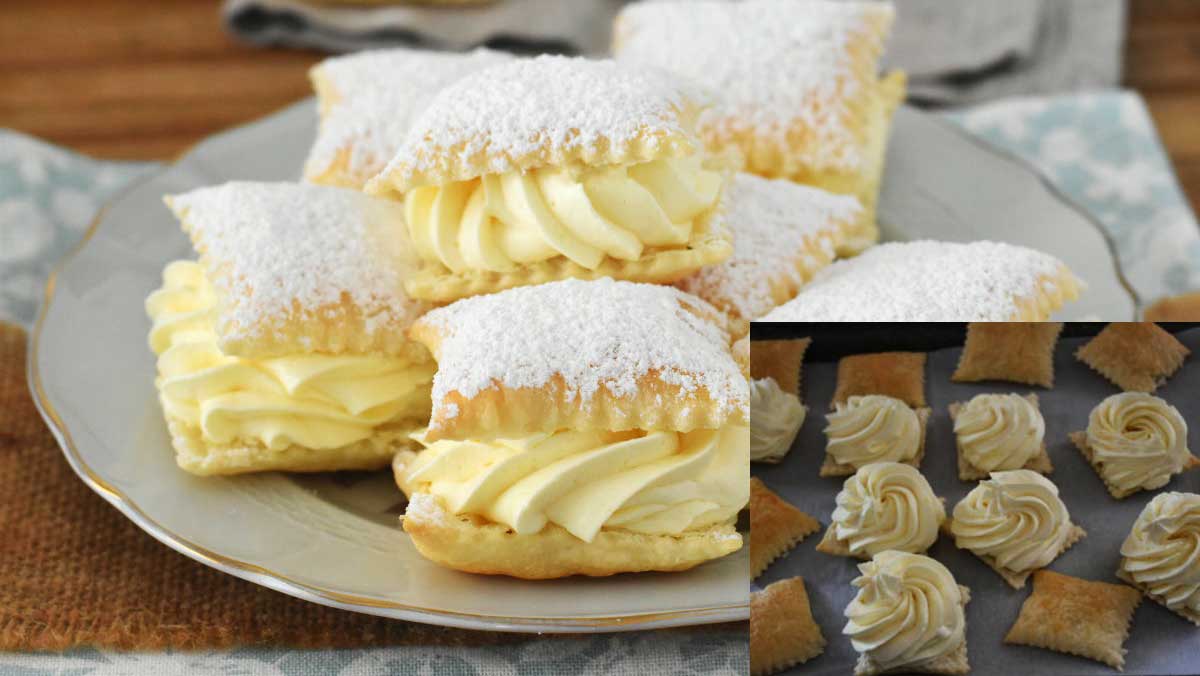 Foietaj cu budincă de vanilie și frișcă - un desert bun de tot