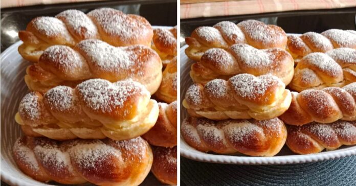 Gogoși împletite cu cremă de budincă