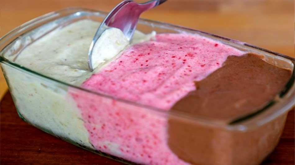 Înghețată TRICOLORĂ Neapolitană - Fără Zahar! Un Deliciu 100% Sănătos
