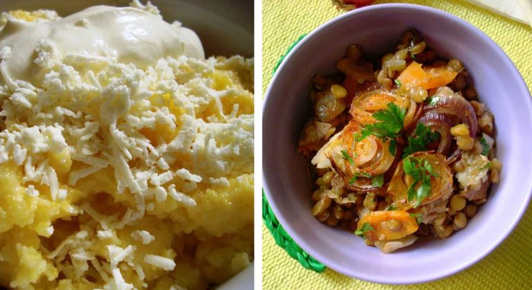 Cum să faci o mămăligă cremoasă si delicioasă + mâncărică de linte si carne de porc