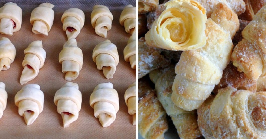 Se fac foarte ușor și se păstrează proaspete câteva zile – Cele mai pufoase cornulețe cu gem