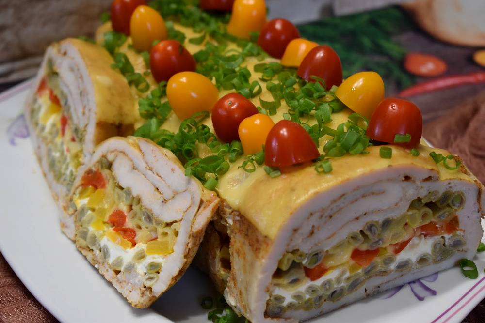 Piept de pui umplut cu fasole verde