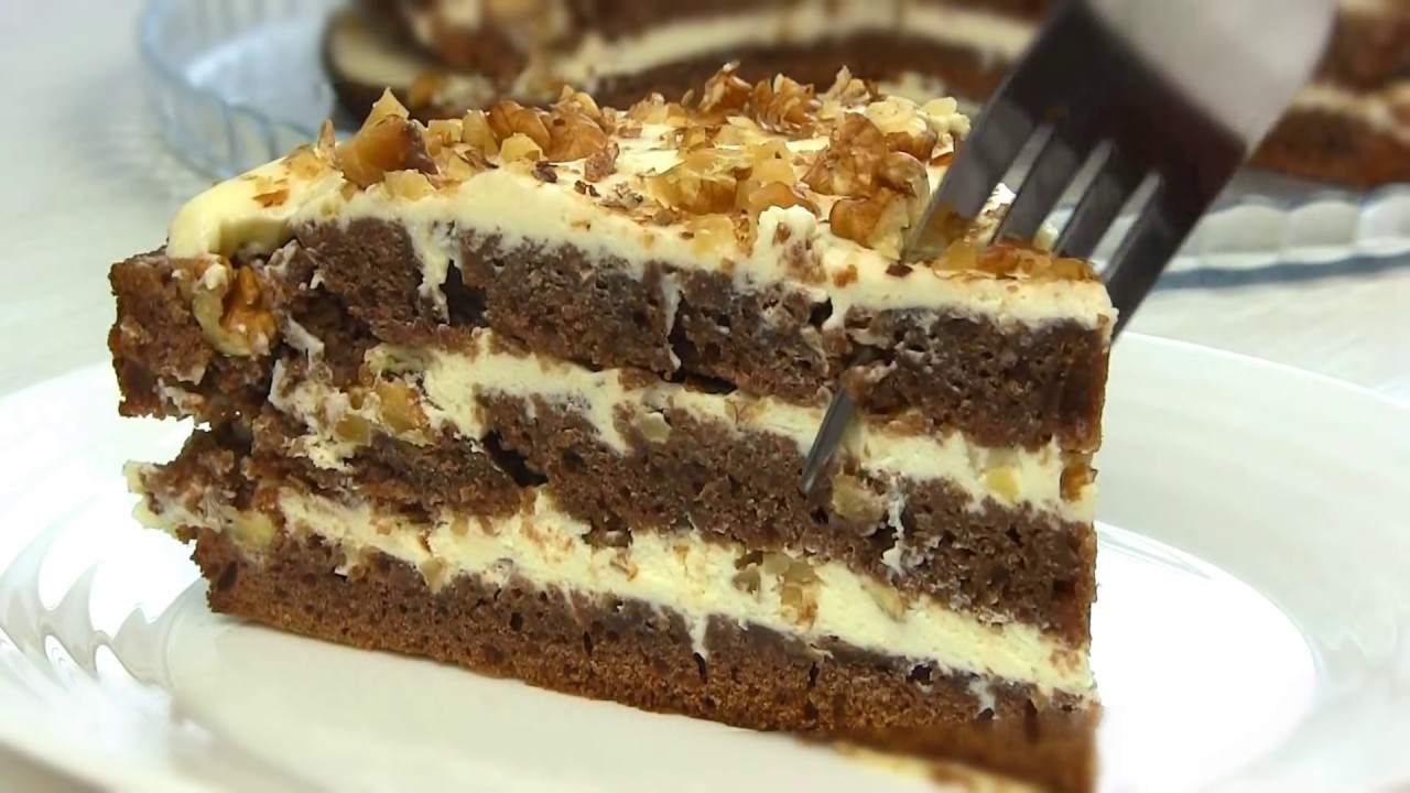 Prajitura simpla si delicioasa cu savoare de nuca si ciocolata