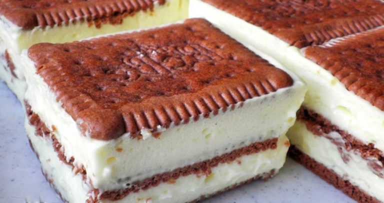 Desert delicios cu cremă de vanilie și biscuiți