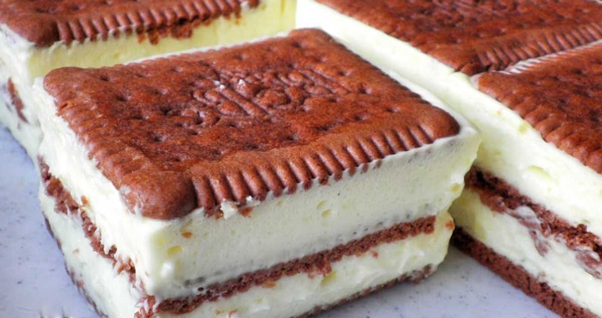 Desert delicios cu cremă de vanilie și biscuiți