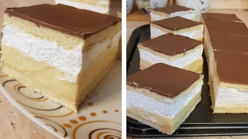 Prăjitură cremoasă cu miere de albine și budincă de vanilie - este desertul meu preferat!