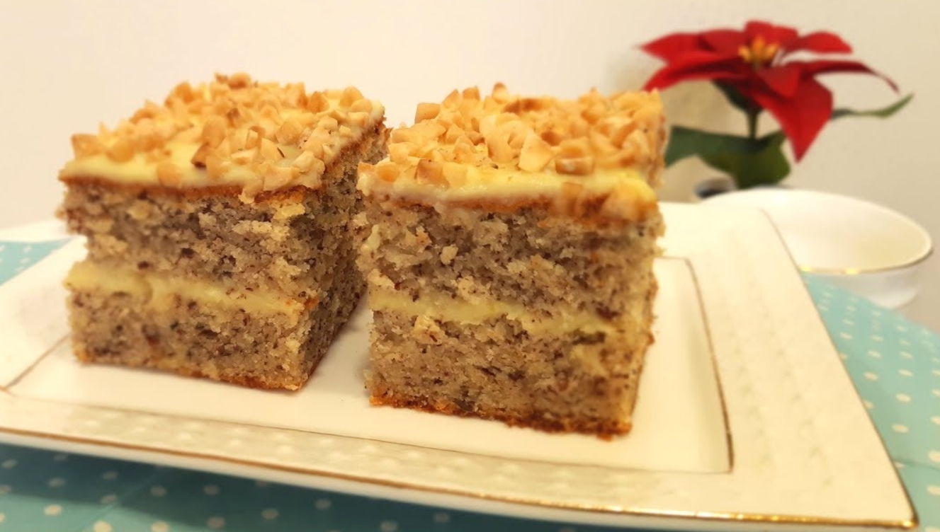 Prăjitură super cremoasă - cu cremă de vanilie și nuci