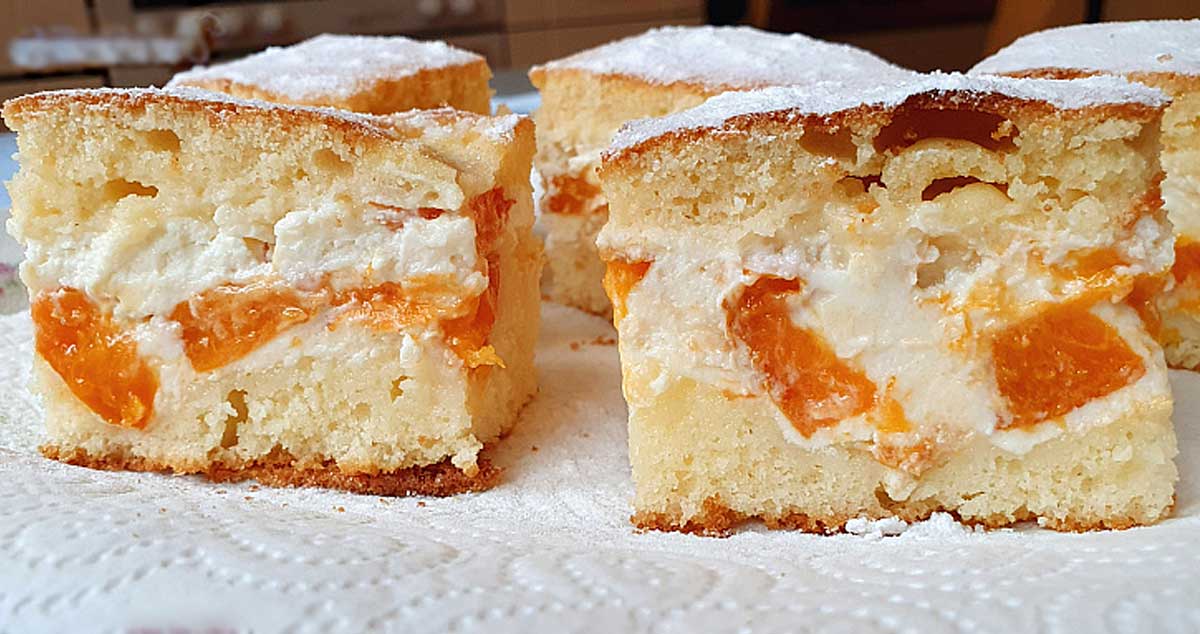 Prăjitură cu brânza dulce și caise – cremoasă și aromată