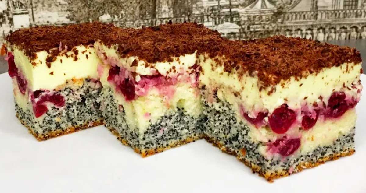 Prăjitura Lady cu blat de mac