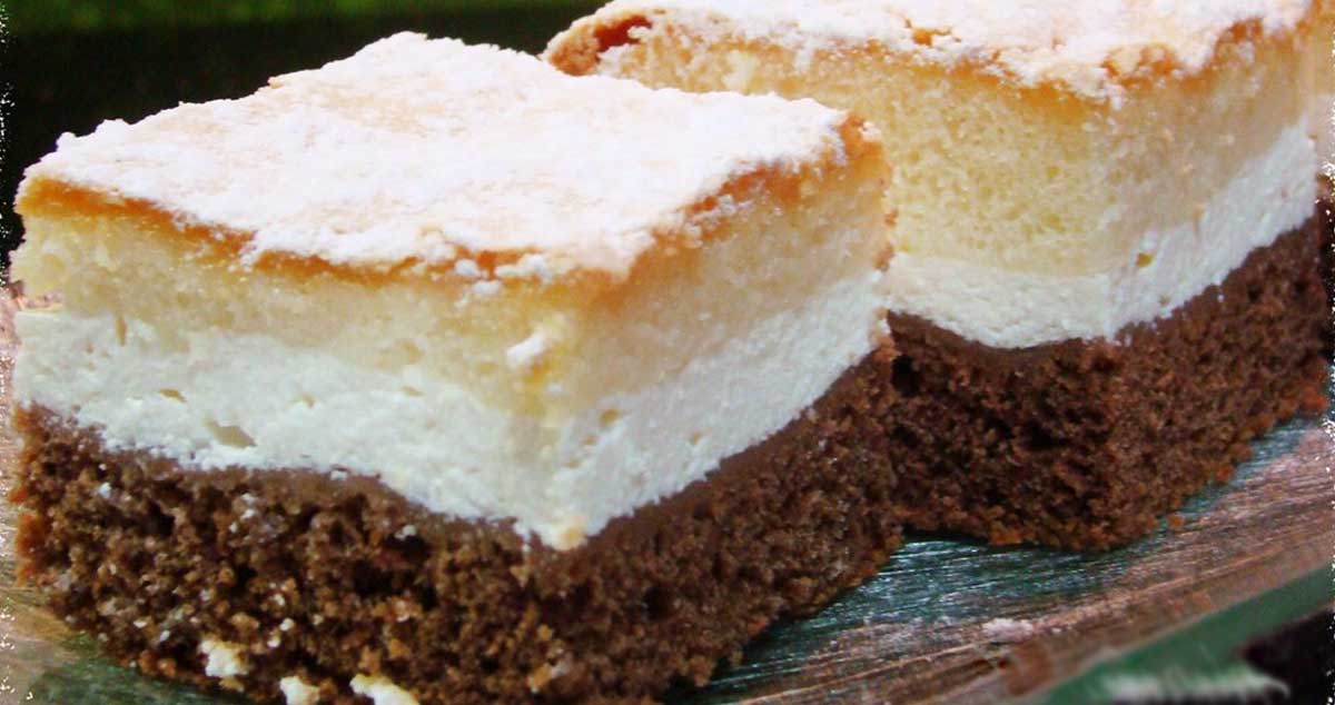 Prăjitură în 3 culori - cu două tipuri de foi și o cremă delicioasă de brânză