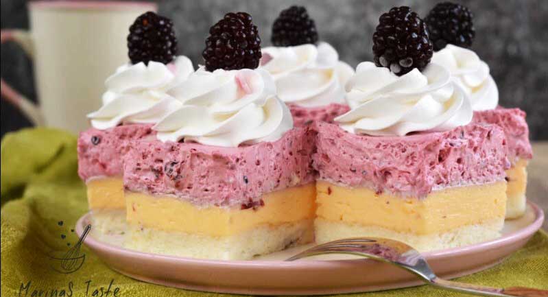 Prăjitură cu cremă de vanilie și mure - o bunătate! Rețeta explicată pas cu pas