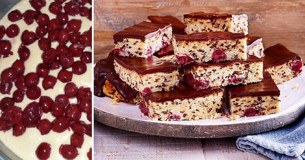 Prăjitură delicioasă cu vișine și glazură de ciocolată - un desert moale și aromat