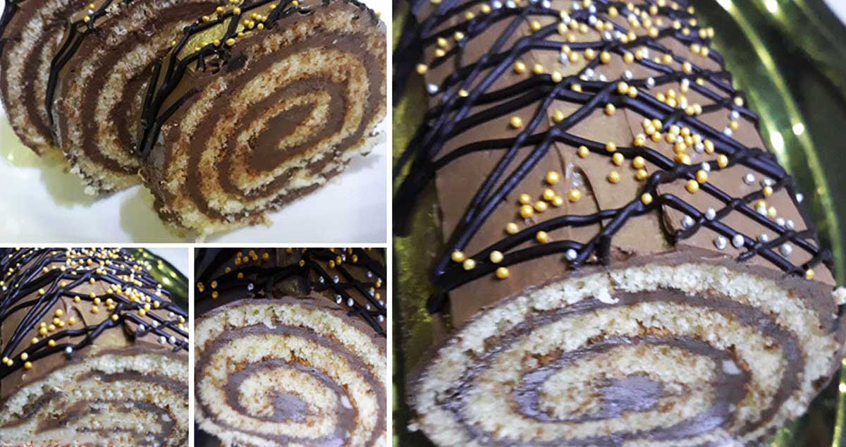 Ruladă Dobos cu blat pufos și cremă de ciocolată