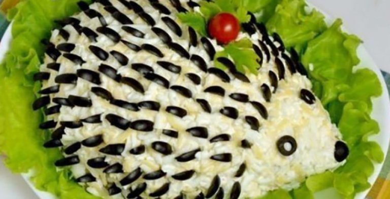 Salată cu piept de pui sub formă de arici  -  invitații  tăi vor cere și a doua porție