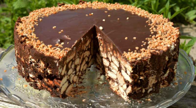 Tort de ciocolată cu blat de biscuiți - Cel mai simplu tort fără coacere