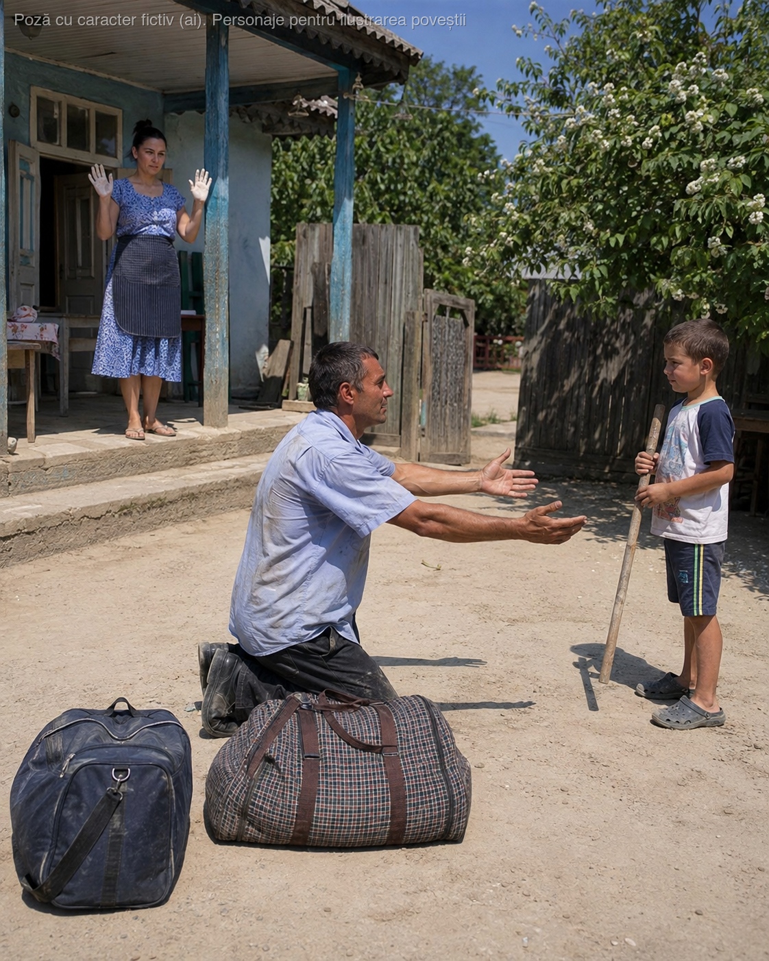 Aveam 7 ani când un bărbat necunoscut, cu două sacoșe grele, a rămas în poartă și mă privea fără cuvinte — abia când i-au dat lacrimile am priceput că e tatăl meu…