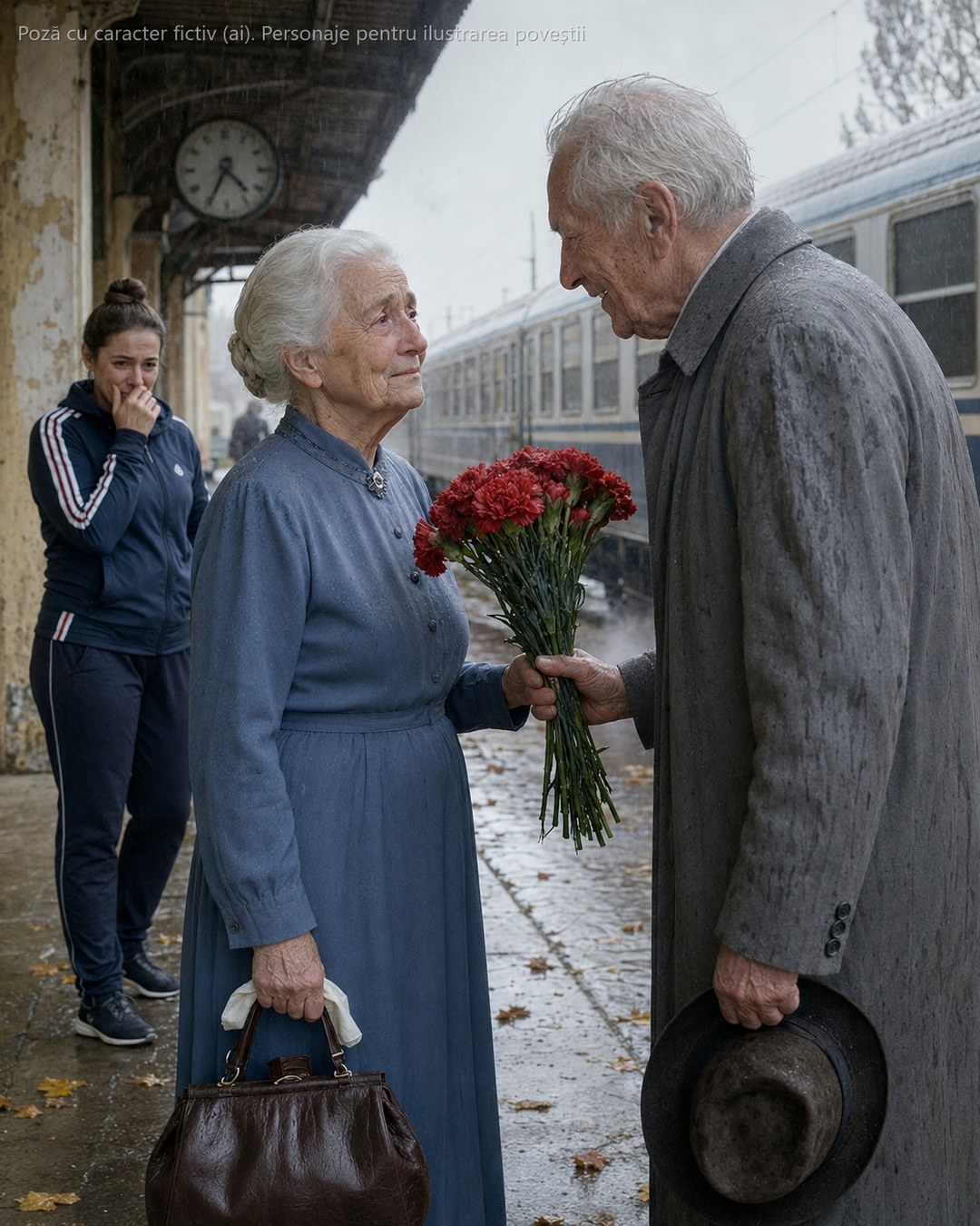 Bunica de 84 de ani m-a rugat s-o duc la gară pe ploaie, îmbrăcată cu rochia ei de la nuntă. Când am văzut cine coboară din trenul de Timișoara, mi-au tremurat mâinile pe volan…