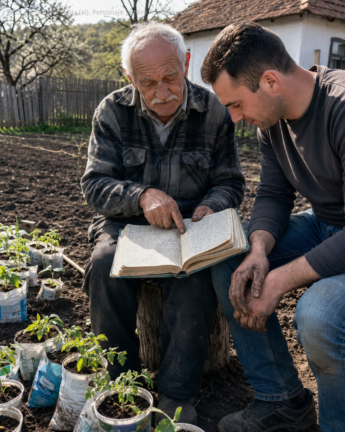 Bunicul meu de 84 de ani ținea de 30 de ani un caiet în care nota tot ce se întâmpla în grădină — când plantează, când răsare, când dă prima roșie. În primăvara aia mi-a spus „ca să ai ce citi când nu m-or mai ține picioarele"… n-am înțeles atunci ce-mi lăsa de fapt în mână.