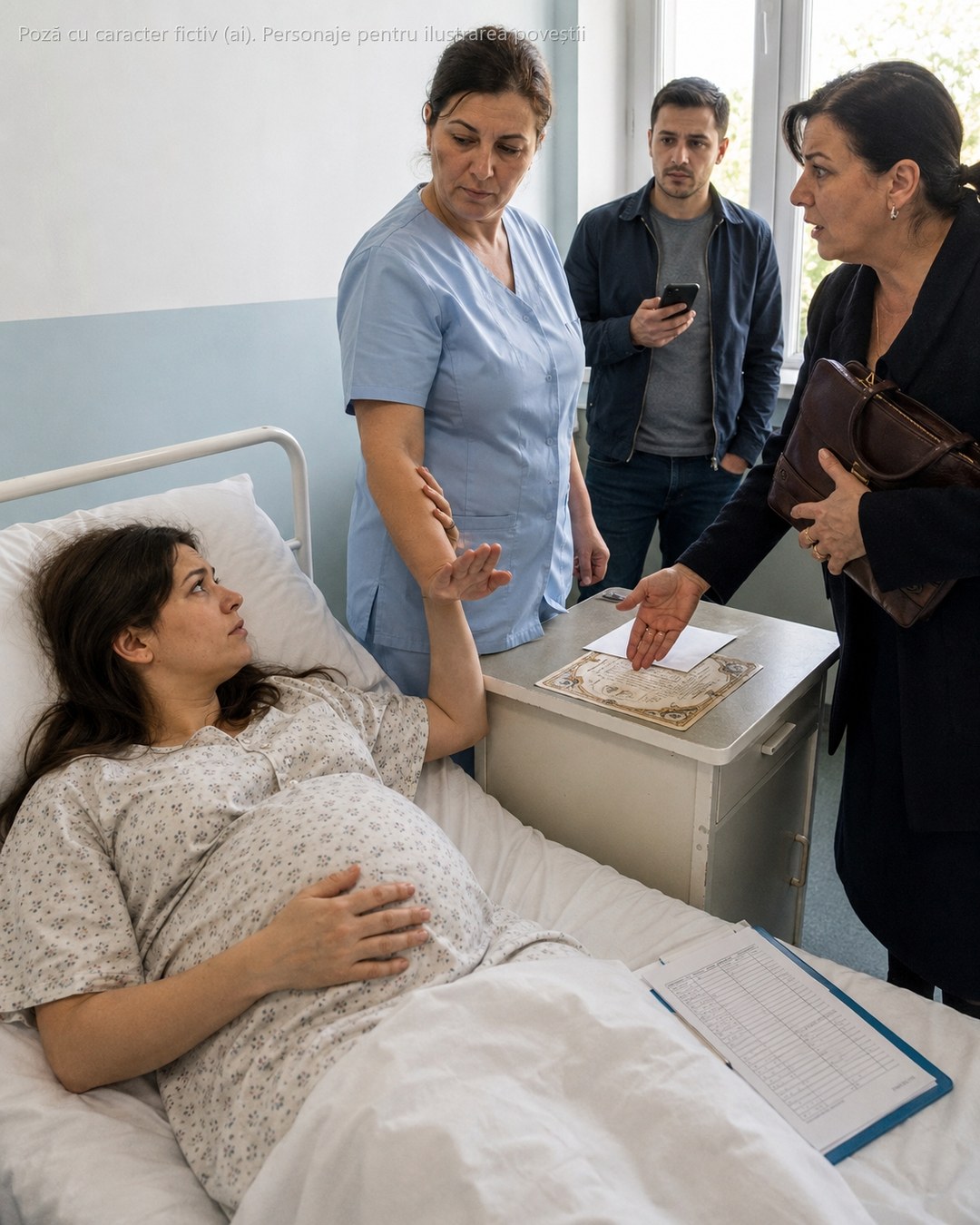 Familia a venit cu bani ȘI cu un horoscop, să „programez" nașterea pe o dată norocoasă, deși copilul nu era pregătit să vină. Le-am spus că un copil nu se naște când vă convine vouă — iar mama, de pe pat, m-a privit cu ochi în care am citit tot ce nu îndrăznea să spună…