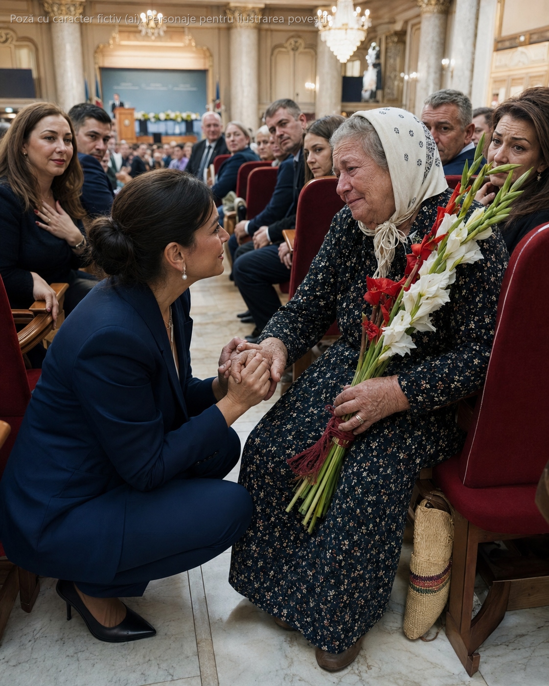 M-au poftit în rândul din spate al aulei, între oamenii în costume, și o doamnă parfumată mi-a șoptit să-mi trag „sacoșa aia" mai sub scaun, să nu deranjeze… nu știa că femeia care urma să conducă toată universitatea aceea, de pe scenă, era nepoata mea…