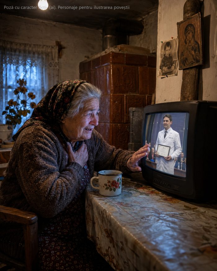 Stăteam cu ceaiul la televizorul mic din bucătărie când l-am văzut pe nepotul meu, în halat alb, primind un premiu mare la București — și când reporterul l-a întrebat cine l-a făcut OM, a spus în fața țării întregi un singur nume: al meu…