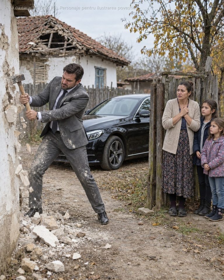 După 8 ani de tăcere, bărbatul care ne lăsase baltă a oprit o mașină scumpă în fața casei noastre cu acoperișul pe jumătate căzut. A coborât fără un cuvânt, cu un ciocan în mână, și a început să lovească în zidul care sta să pice…
