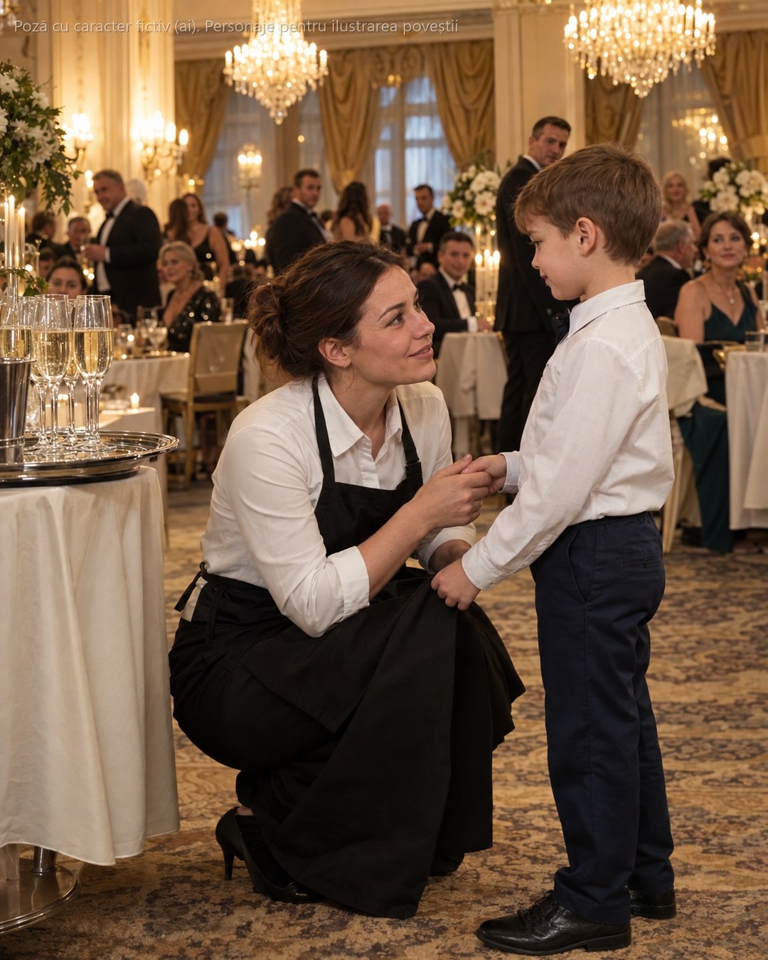 Aveam 12 lei în cont și chiria pe a doua zi. La banchetul unde serveam șampanie, băiețelul care nu mai scosese o vorbă de la înmormântarea mamei lui a alergat printre mese și mi s-a agățat de picioare strigând „mami, ai venit înapoi"…