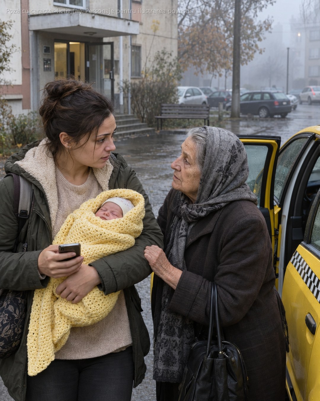 Coboram din taxi cu băiețelul meu de 3 zile în brațe când o bătrână m-a apucat de mână la intrarea în bloc: „Nu urca în casă — sună-ți tatăl, acum!” Tata murise de 8 ani, dar i-am format vechiul număr rămas în agendă… și ce am auzit m-a înghețat.