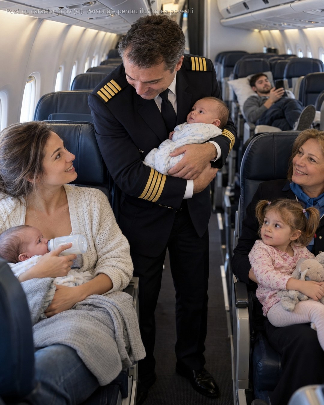 Eram singură cu 3 copii care plângeau în același avion spre casă, când soțul meu s-a ridicat și a plecat pe un rând gol, „să se odihnească”. Toată cabina se uita la mine cu reproș… apoi s-a deschis ușa de la cabina piloților.
