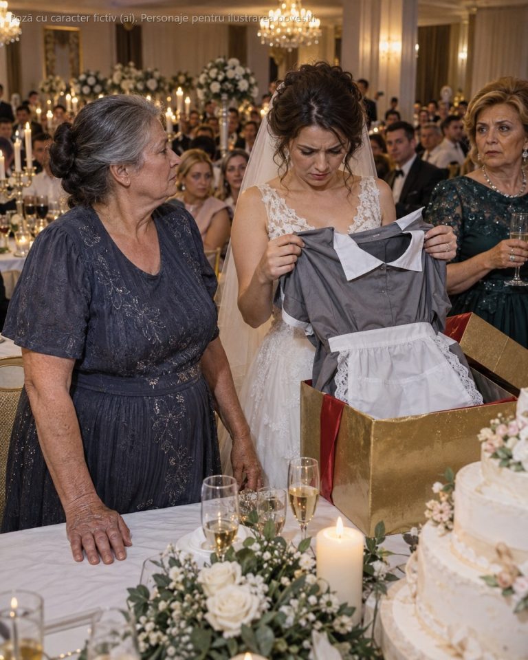 La nunta fiicei mele, soacra i-a întins un cadou în fața a 200 de invitați. Când Anca a deschis cutia, înăuntru era o uniformă de menajeră, cu numele ei brodat pe piept. Ginerele meu a ridicat-o râzând: „Exact ce-i trebuie acasă.” M-am ridicat liniștită și am spus: „Stați puțin, am și eu un cadou pentru fata mea”…