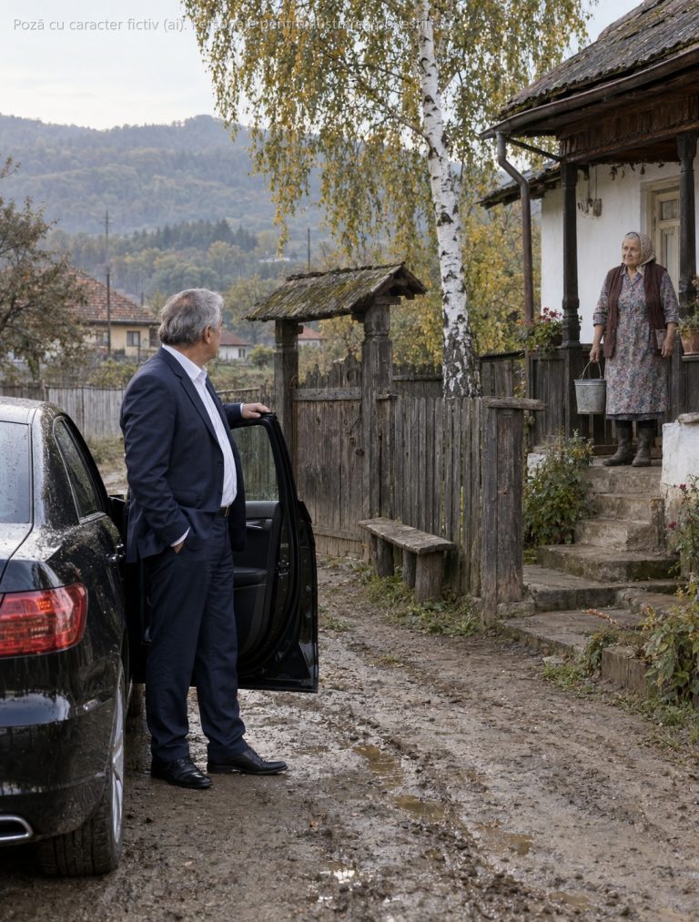 Am oprit mașina în fața porții după 30 de ani. Sora mea a ieșit pe prispă într-un halat vechi și cizme de cauciuc, iar eu, cu costum și șofer, nu m-am putut clinti — pentru că la înmormântarea mamei trimisesem doar o coroană de flori și niște bani…