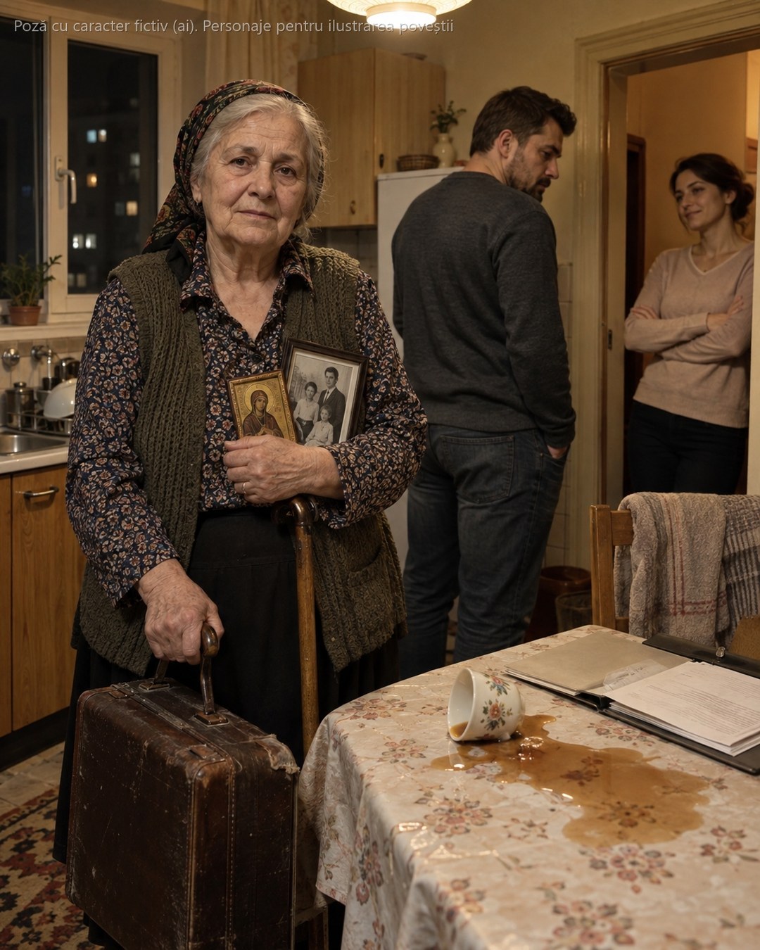 Am refuzat să-i dau fiului meu banii pe care i-am luat pe casa de la țară. M-a împins de perete și a răcnit la nevastă-sa: „Scoate-o afară pe hoașca asta!”. Nora a început să râdă. Tremurând, m-am închis în cameră. După 10 minute a sunat cineva la ușă și, când a văzut cine e, fiul meu a căzut în genunchi…