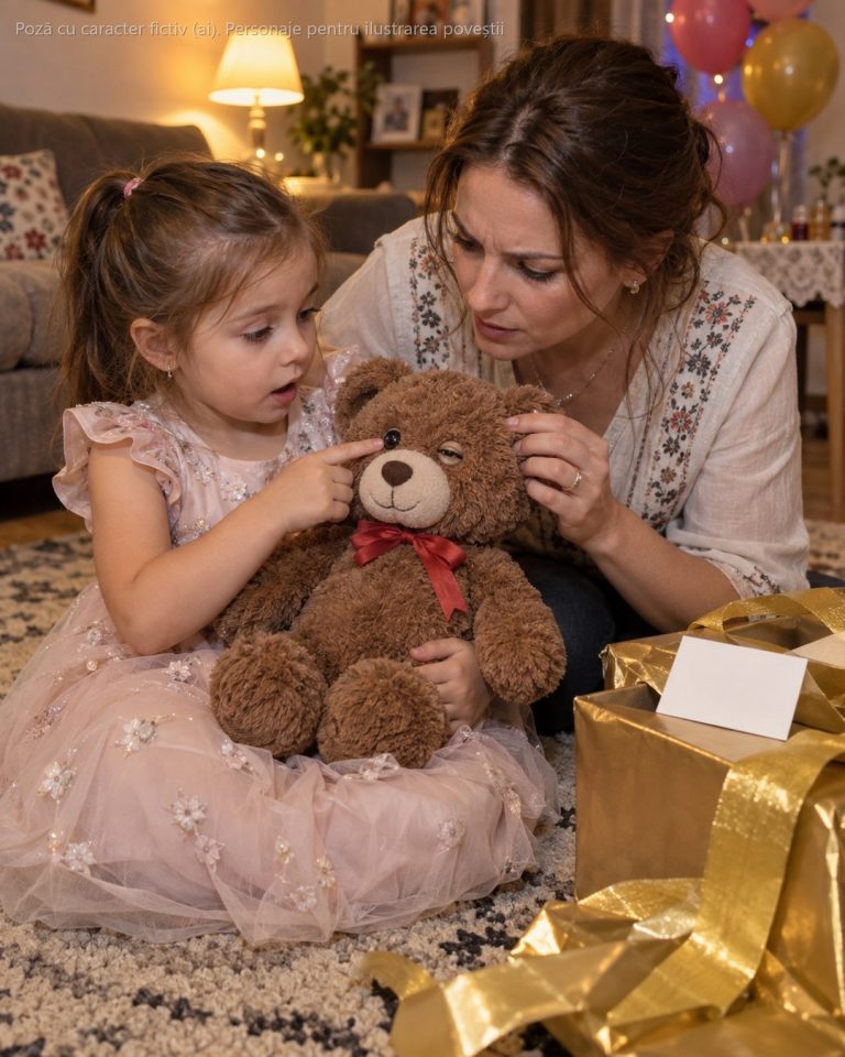 Soacra i-a trimis fetiței mele de 5 ani un ursuleț de pluș de ziua ei. L-a strâns în brațe, a râs… apoi s-a oprit brusc și mi-a șoptit: „Mami, ursulețul are un ochi care clipește”…