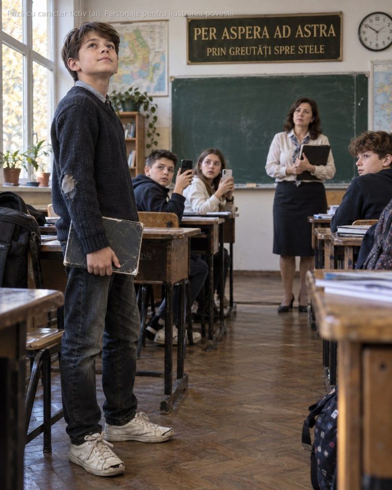 „Taci, analfabetule!" a strigat doamna, izbind catalogul de bancă, în timp ce toată clasa râdea de adidașii mei rupți. N-am zis nimic — până când mi-a cerut să citesc afișul de pe perete…
